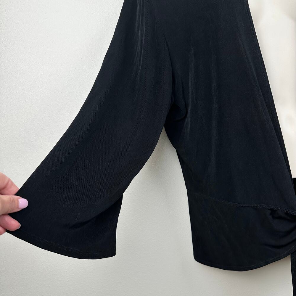Chico's Travelers Tie Front Cardigan 3/4 Sleeve Black Slinky Chico 3 US XL - Picture 5 of 11